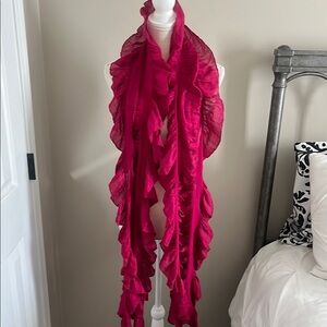 White house black market fuchsia ruffled scarf